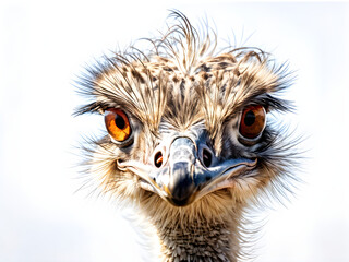 Male Ostrich, Struthio Camelus isolated on white background Male ostrich, Struthio camelus, isolated, white background, cutout, transparent background, wildlife, bird, ostrich species, flightless bird