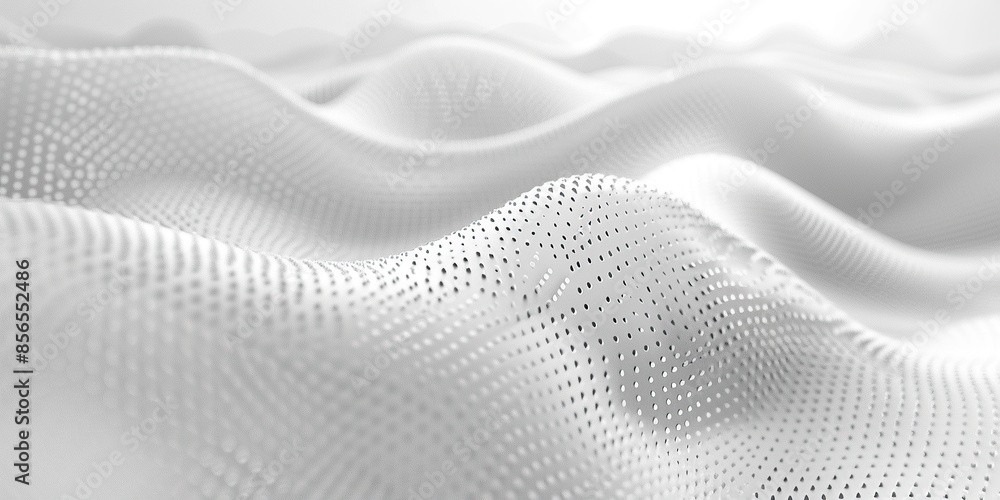 Poster abstract white wavy surface with perforated pattern