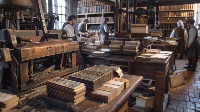 Innovative Legacy: Johannes Gutenberg's Printing Press in Renaissance Workshop