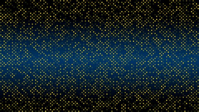 4k dynamic seamless looping animation with fading circles. Yellow dots and blue gradient. Abstract technological backdrops