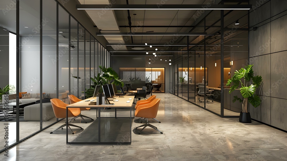 Wall mural Modern office space with an open plan