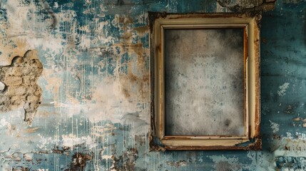 Empty frame on antique weathered wall