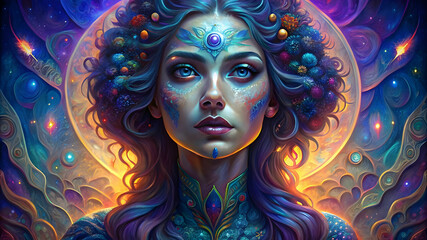 psychedelic painting of a woman