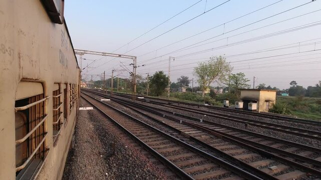 Exterior view from inside the train.