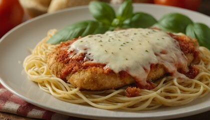 closeup of chicken parmesan on a plate