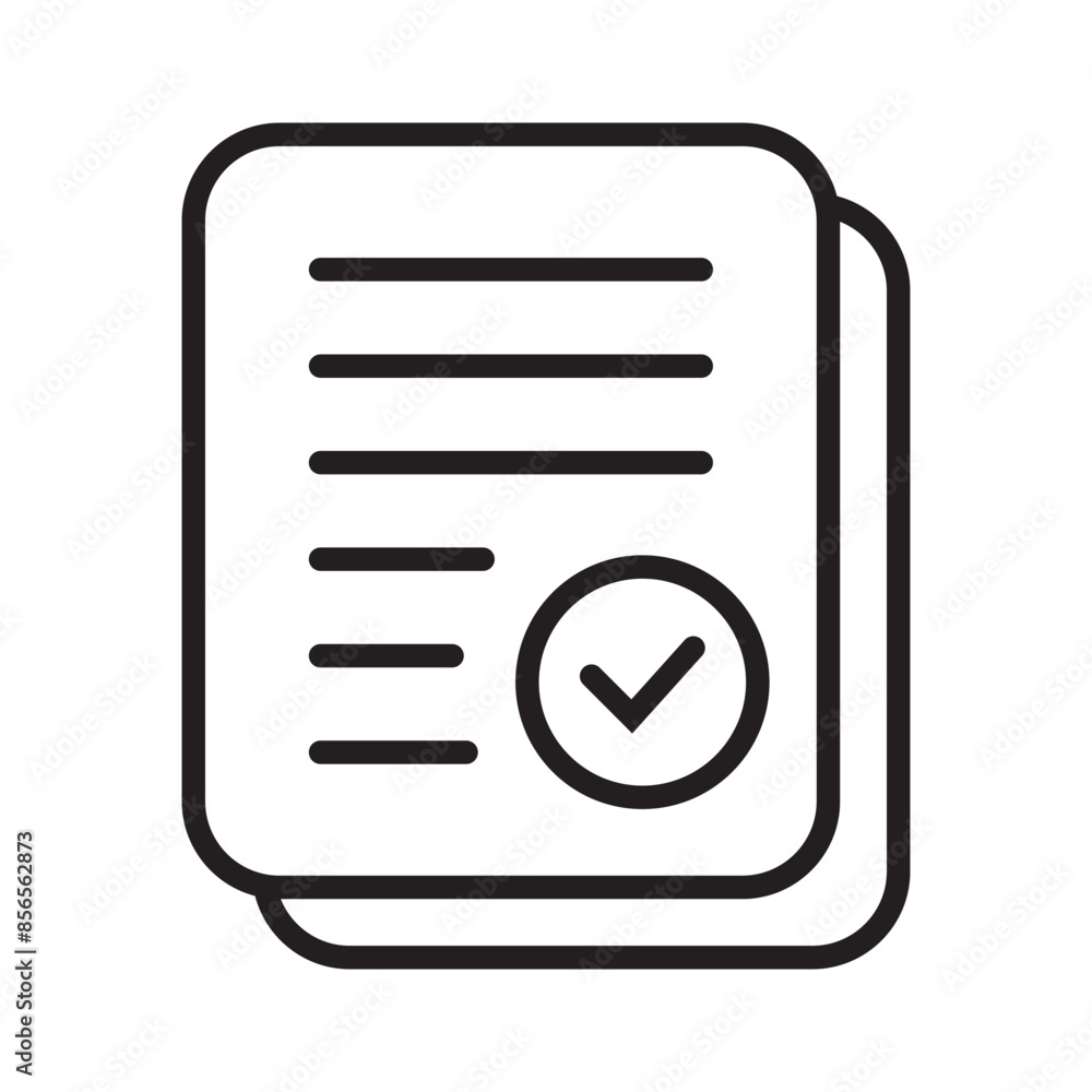Poster document with check mark icon. compliance document icon. approved process. checkmark business concep