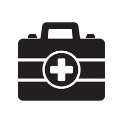 First aid box icon, medical briefcase icon.