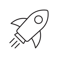 Rocket icon. Simple outline rocket sign. Rocket launched icon.