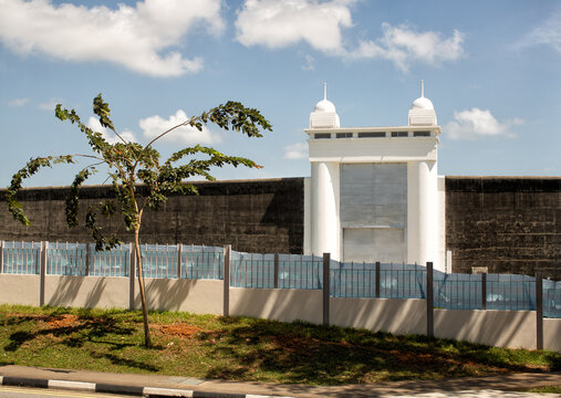 View of the main gate of the former Changi Prison