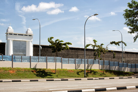 View of the main gate of the former Changi Prison
