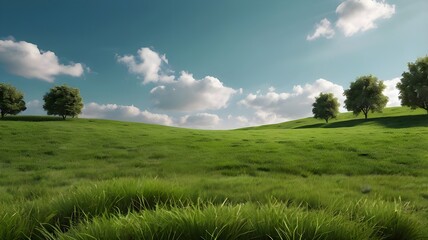 Obraz premium green grass meadow outdoor 3d-illustration.