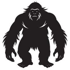 a black and white drawing of a gorilla