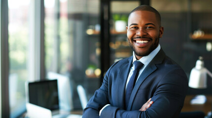 Fototapeta premium portrait cheerful of business to convey their spirit job