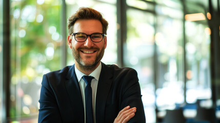 Fototapeta premium portrait cheerful of business to convey their spirit job