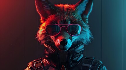 Sublime Anthro Fox Wearing Stylish Synthwave Sunglasses in Intricate 3D Portrait
