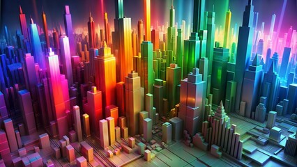 Obraz premium A stunning 3D render of an abstract multicolor spectrum city ai