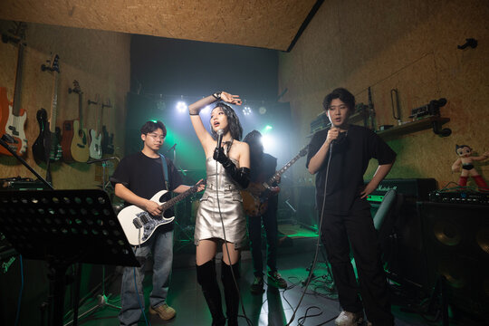 Young bands perform on stage