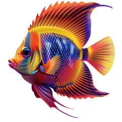 Fototapeta premium Vibrant Colorful Tropical Fish Illustration 