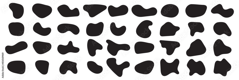 Poster amoeba blob shape vector illustration set