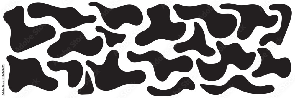 Poster set of abstract liquid forms and fluid shapes, blobs element, black abstract blobs, irregular shapes
