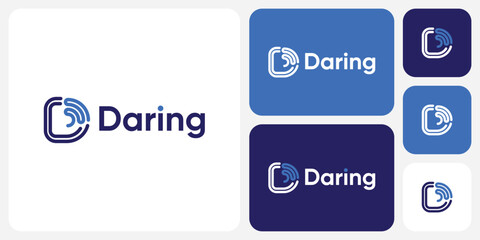 Vector logo design of initials letter D and signal in modern, simple, clean and abstract style.