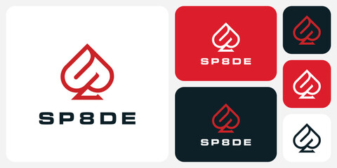Vector logo design for the initials of the letter S in the shape of a spade with a modern, simple, clean and abstract style.