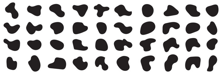 Abstract fluid black blob shape vector set. Modern liquid irregular blob shape elements graphic flat style