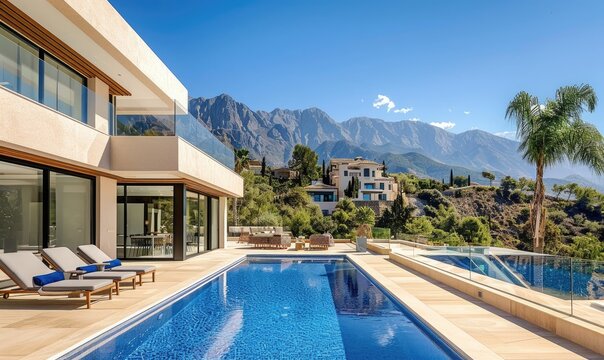 Modern Luxury Villa with Pool and Mountain View