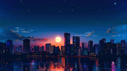 Fototapeta premium landscape beautiful of skyline on the morning, afternoon, evening and night