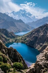 Majestic Mountain Landscape with Serene Alpine Lake and Panoramic View