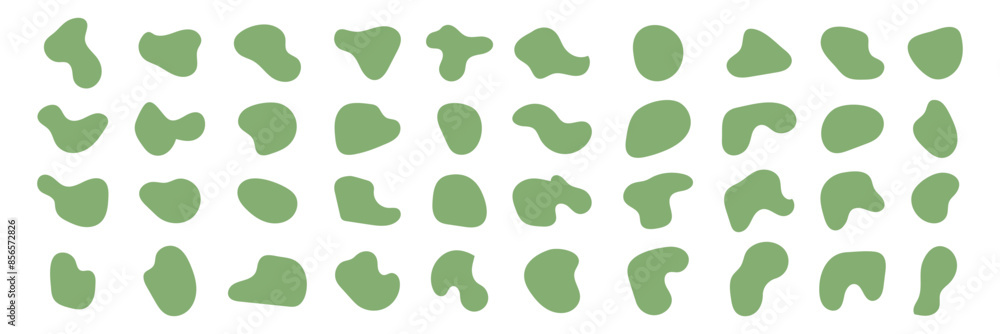 Poster organic amoeba blob shapes green color with vector illustration isolated on background. irregular ro