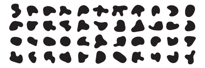 Organic blob shapes. Irregular forms. Asymmetrical flowing liquid circles. Smooth silhouette stones. Collection of isolated vector elements on white background. 