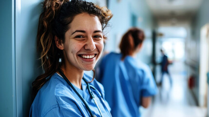 Fototapeta premium portrait cheerful of doctor in the hospital to convey their spirit of work