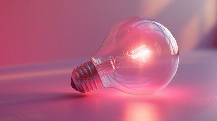 Illuminated Minimalism: Light Bulb on Soft Pink Background