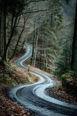 Fototapeta premium Winding Forest Road Scenic Nature Landscape Travel Photography