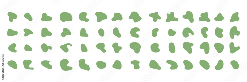 Poster organic amoeba blob shapes green color with vector illustration isolated on background. irregular ro