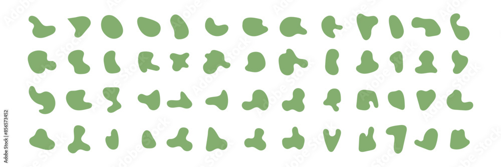 Poster organic amoeba blob shapes green color with vector illustration isolated on background. irregular ro