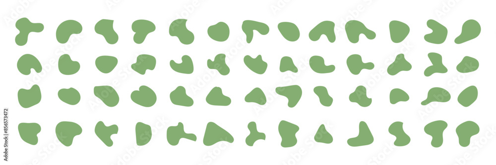 Poster organic amoeba blob shape abstract green color with line vector illustration isolated on transparent