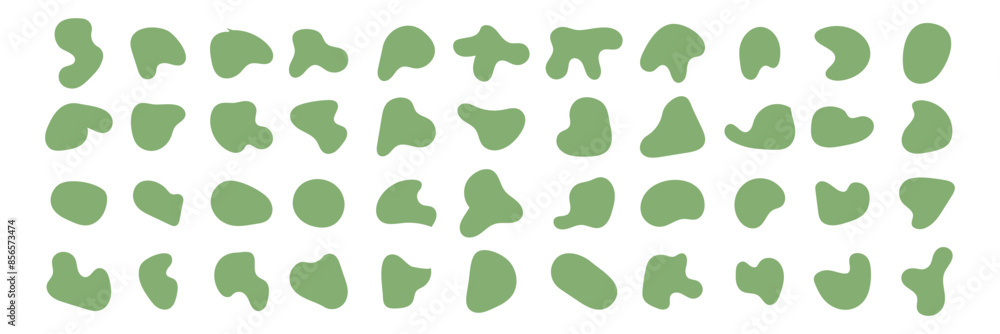 Poster organic amoeba blob shape abstract green color with line vector illustration isolated on transparent