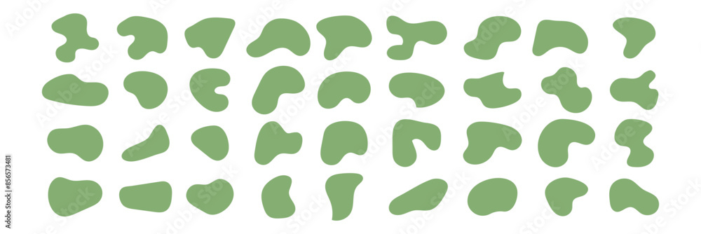 Poster organic amoeba blob shape abstract green color with line vector illustration isolated on transparent
