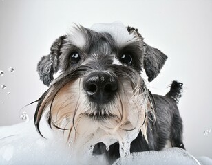 お風呂に入っているミニチュアシュナウザー
Generative AI