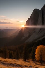 the sun rises in the mountain