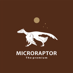 vintage hipster dinosaur, microraptor logo vector silhouette art icon © Artoniumw