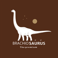 vintage hipster dinosaur, brachiosaurus logo vector silhouette art icon