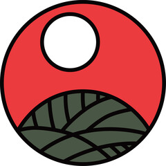 カラー円形ミニ花札　葉月　芒　月　8月　芒に月