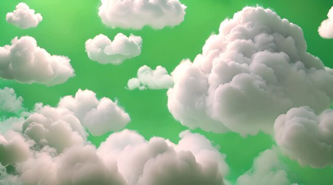 3D render cloud with green screen