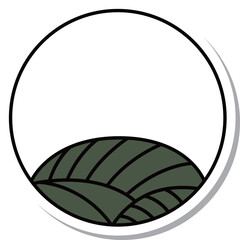 ステッカー風の円形シンプル花札　葉月　芒　8月　芒のカス