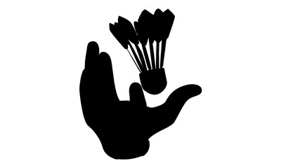 silhouette of hand with shuttlecock