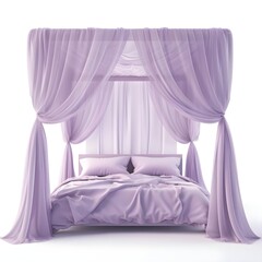 bed in a bedroom with white  background Generative AI