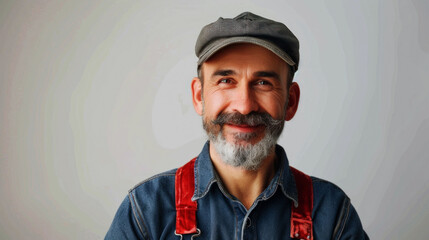 Fototapeta premium portrait cheerful and fold arm a plumber to convey their spirit work